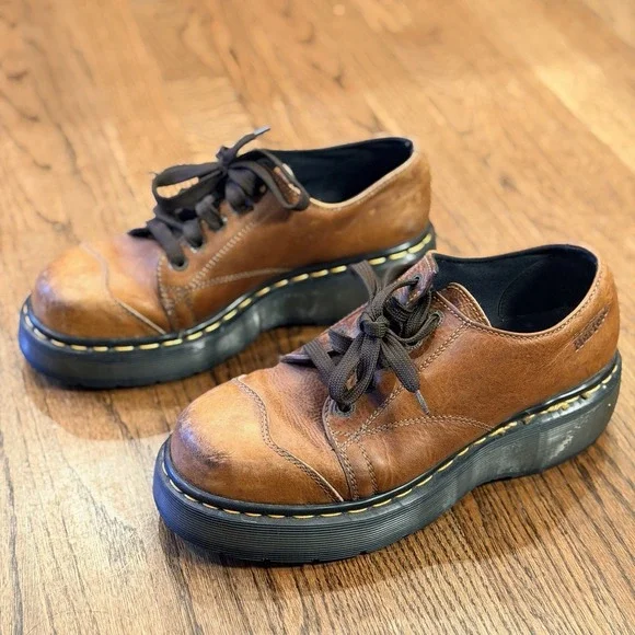 Dr. Martens 8651 Chunky Oxford Shoes Brown Leather Made in England Size 7 - Picture 2 of 13